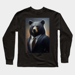 Cute Bear Wearing A Suit: Adorable Wildlife Animals Long Sleeve T-Shirt